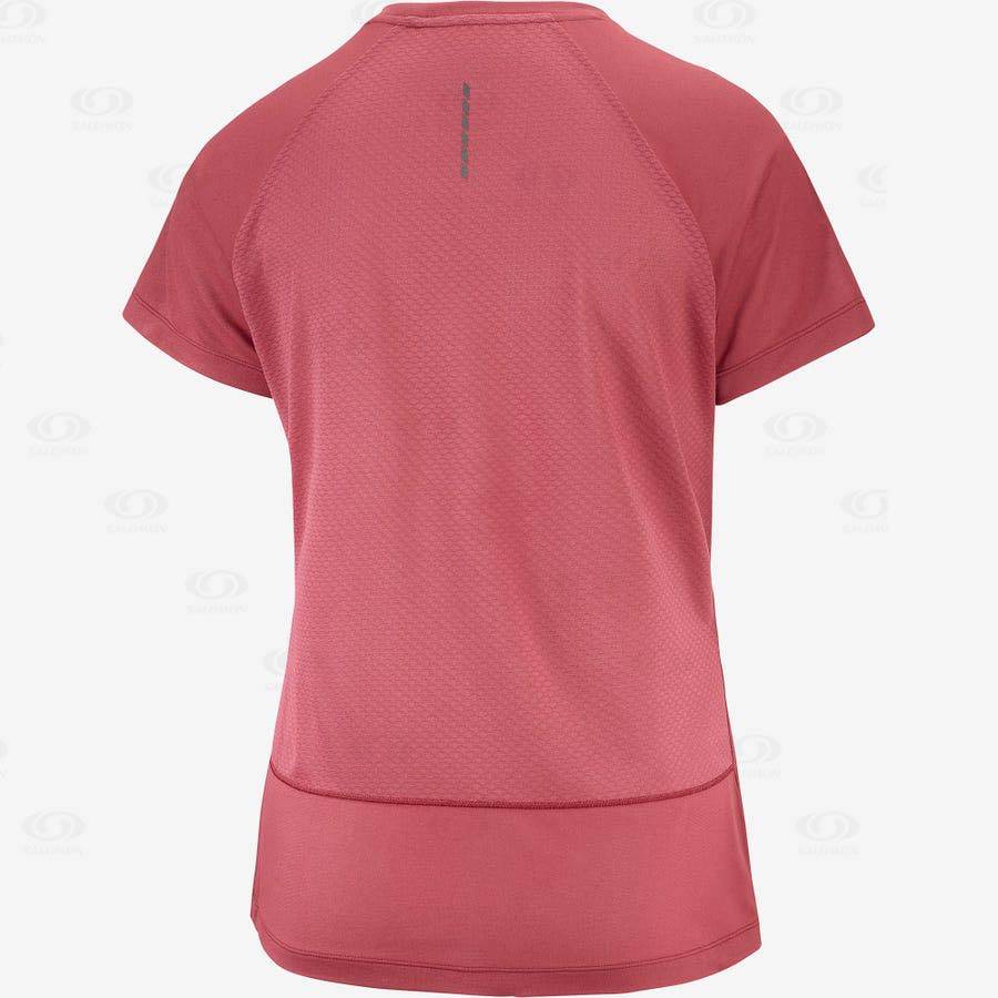 Red Women's Salomon CROSS REBEL T Shirts | USA-A1605