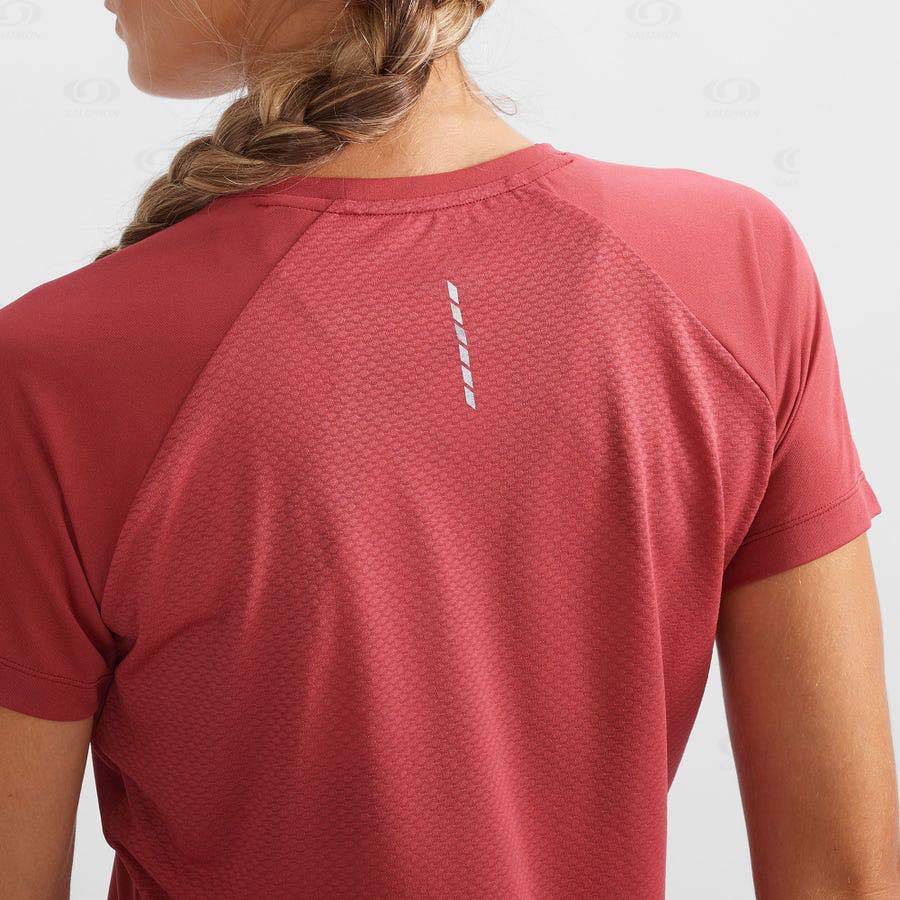 Red Women's Salomon CROSS REBEL T Shirts | USA-A1605