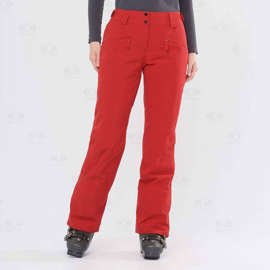 Red Women's Salomon EDGE Ski Pants | USA-A1402