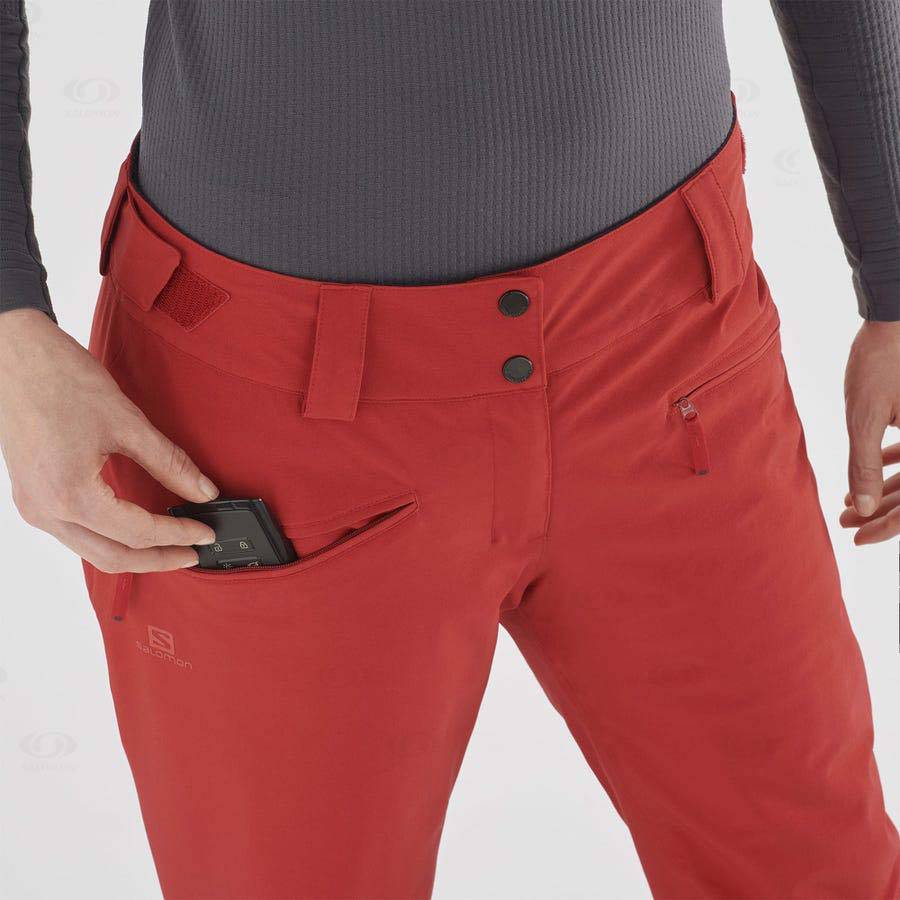 Red Women's Salomon EDGE Ski Pants | USA-A1402