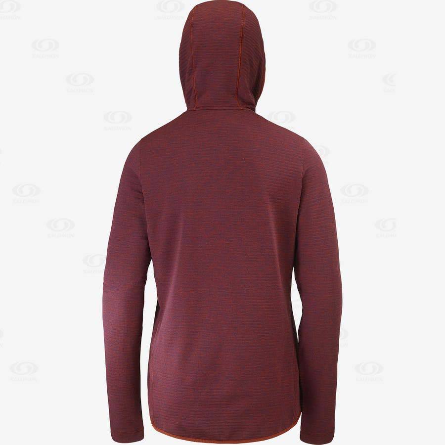 Red Women's Salomon ESSENTIAL LIGHTWARM HOODED Hoodie | USA-W2610