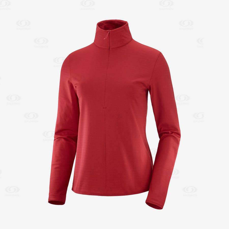 Red Women\'s Salomon ESSENTIAL LIGHTWARM Hoodie | USA-W4050