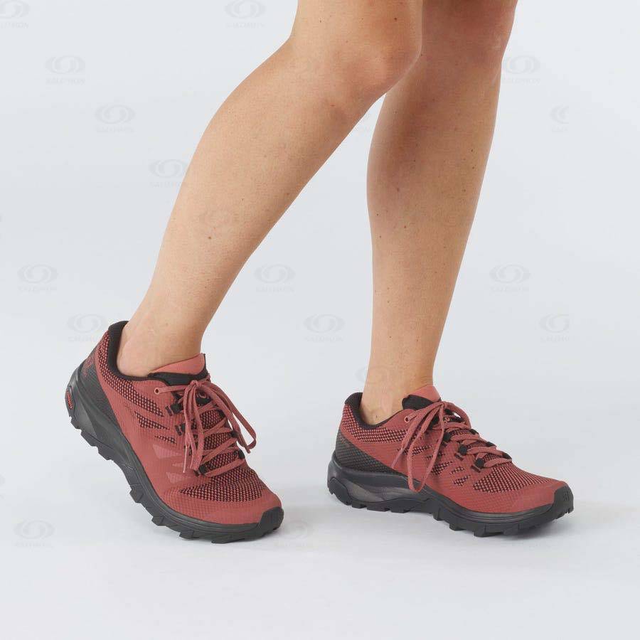 Red Women's Salomon OUTLINE GORE-TEX Hiking Shoes | USA-M1279