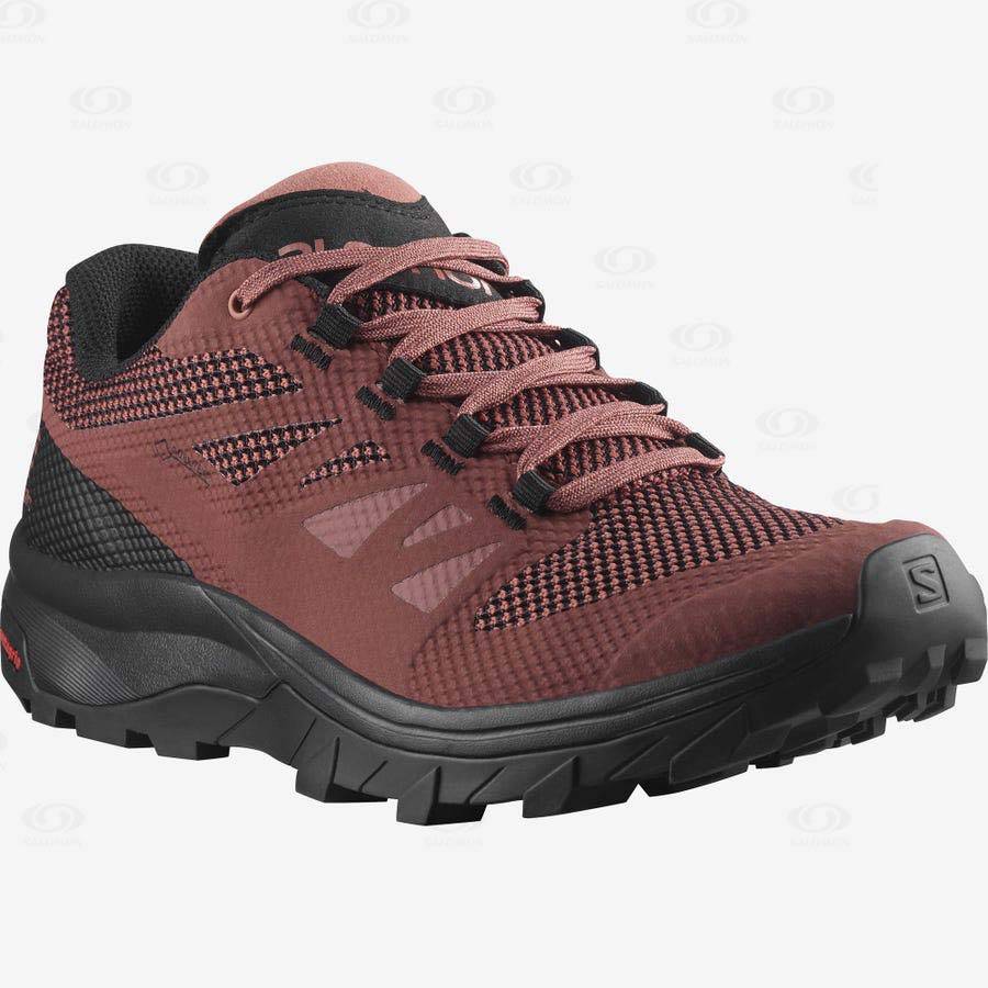 Red Women's Salomon OUTLINE GORE-TEX Hiking Shoes | USA-M1279