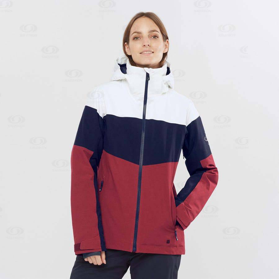 Red Women's Salomon SLALOM Ski Jackets | USA-O2575