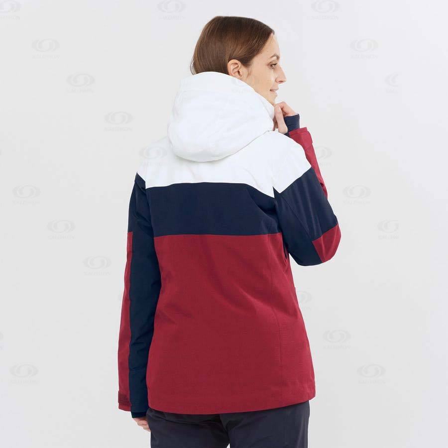 Red Women's Salomon SLALOM Ski Jackets | USA-O2575