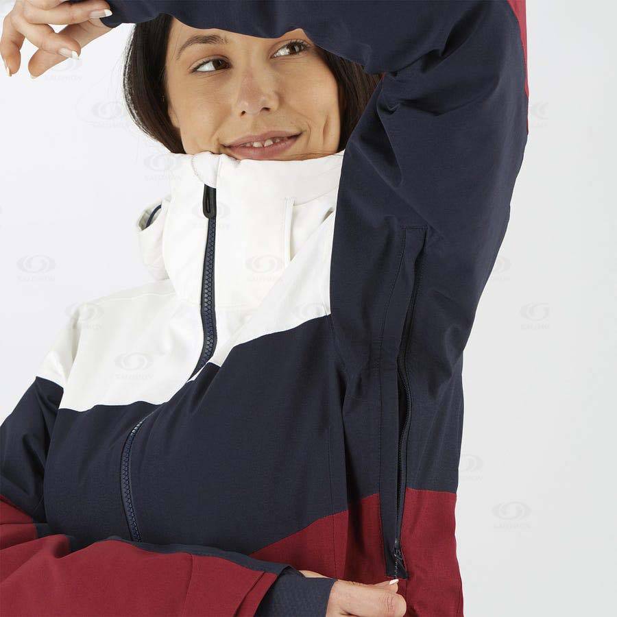 Red Women's Salomon SLALOM Ski Jackets | USA-O2575