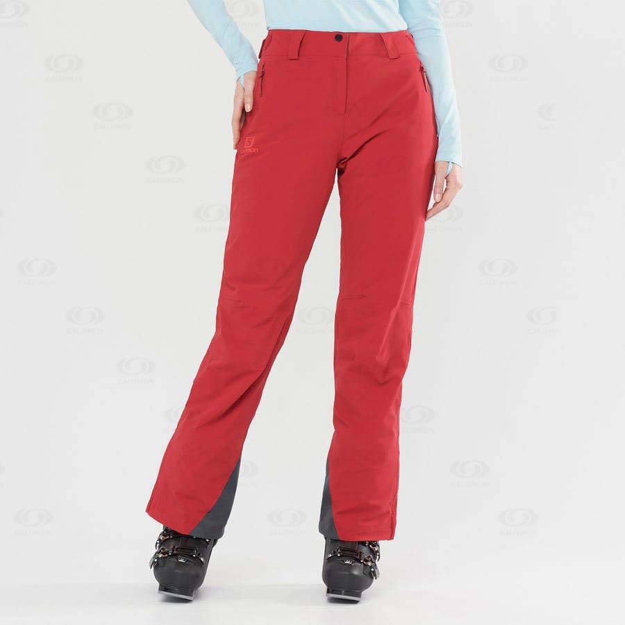 Red Women's Salomon THE BRILLIANT Ski Pants | USA-S1989