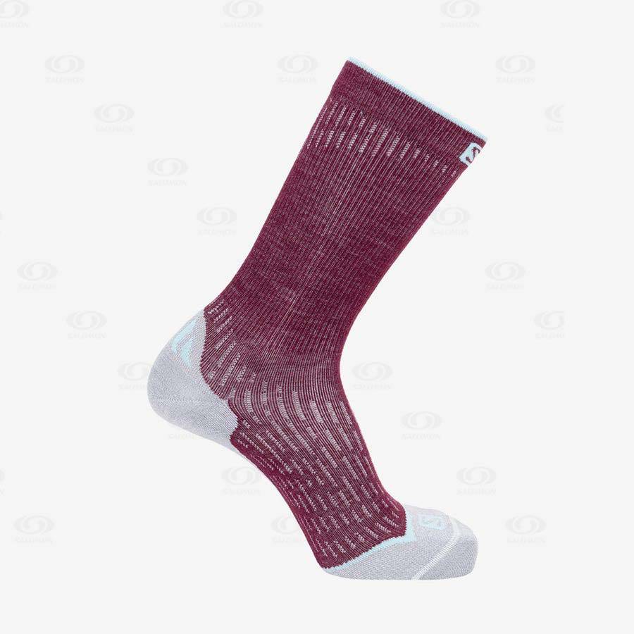 Red Women\'s Salomon ULTRA CREW Socks | USA-S1359