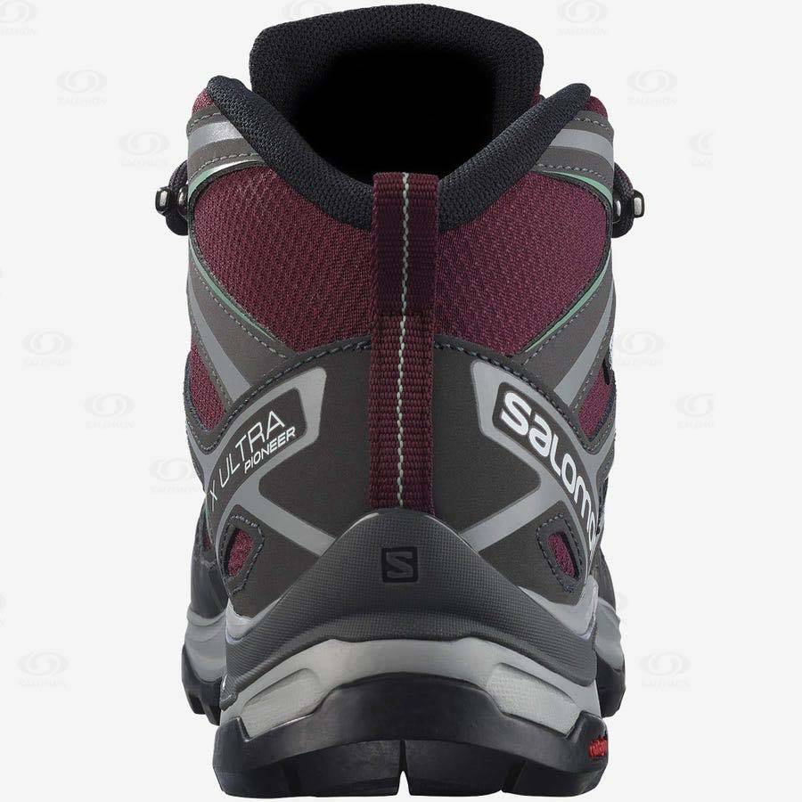 Red Women's Salomon X ULTRA PIONEER MID CLIMASALOMON™ WATERPROOF Hiking Boots | USA-M2287