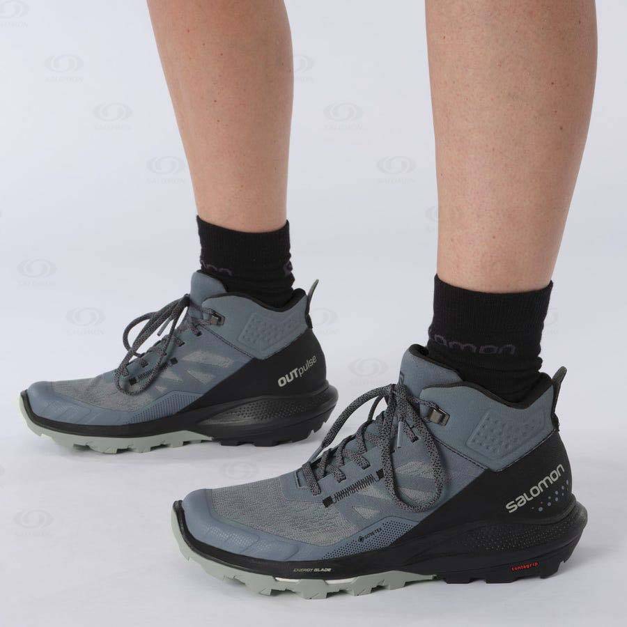 Silver Women's Salomon OUTPULSE MID GORE-TEX Waterproof Shoes | USA-M2196