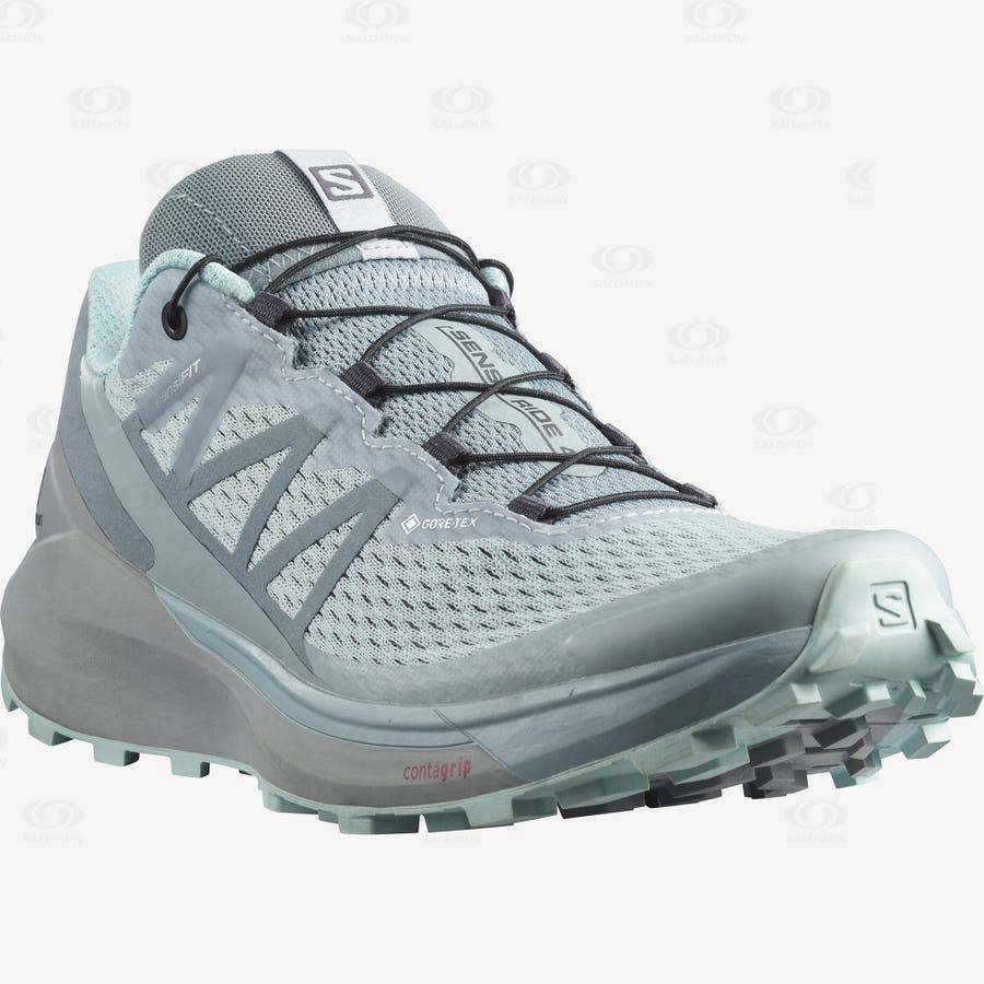 Turquoise Women's Salomon SENSE RIDE 4 GORE-TEX INVISIBLE FIT Waterproof Shoes | USA-O1138