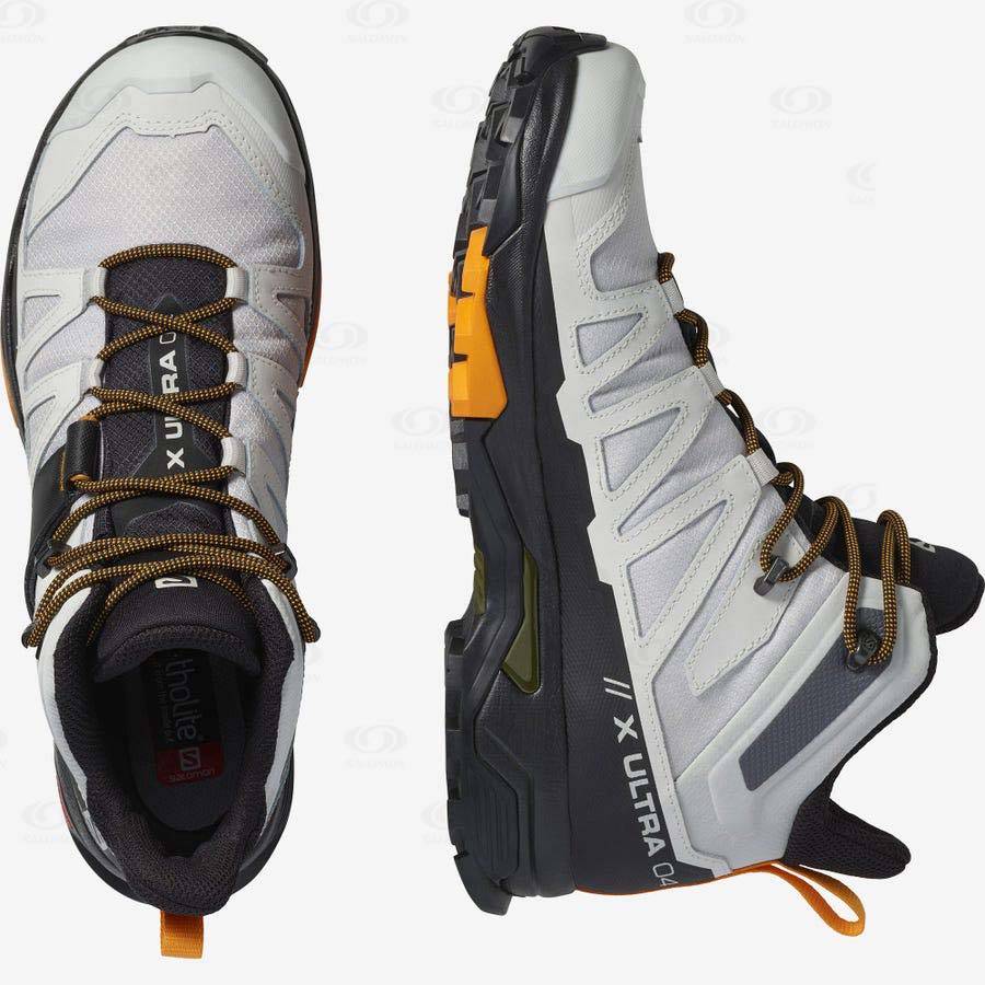 White / Black Men's Salomon X ULTRA 4 MID GORE-TEX Hiking Boots | USA-M2098