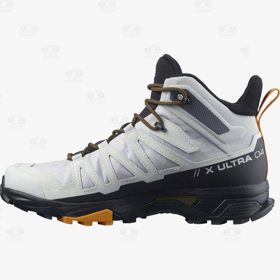 White / Black Men's Salomon X ULTRA 4 MID GORE-TEX Hiking Boots | USA-M2098