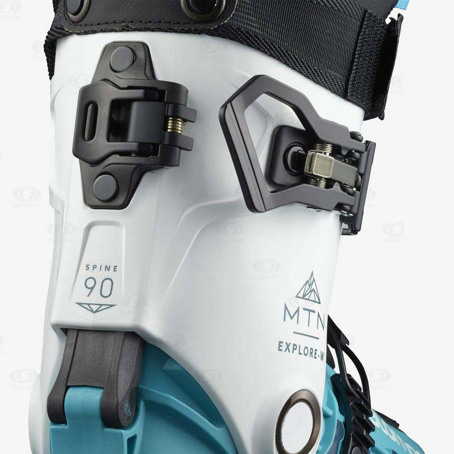 White / Blue Women's Salomon MTN EXPLORE Ski Boots | USA-L1494