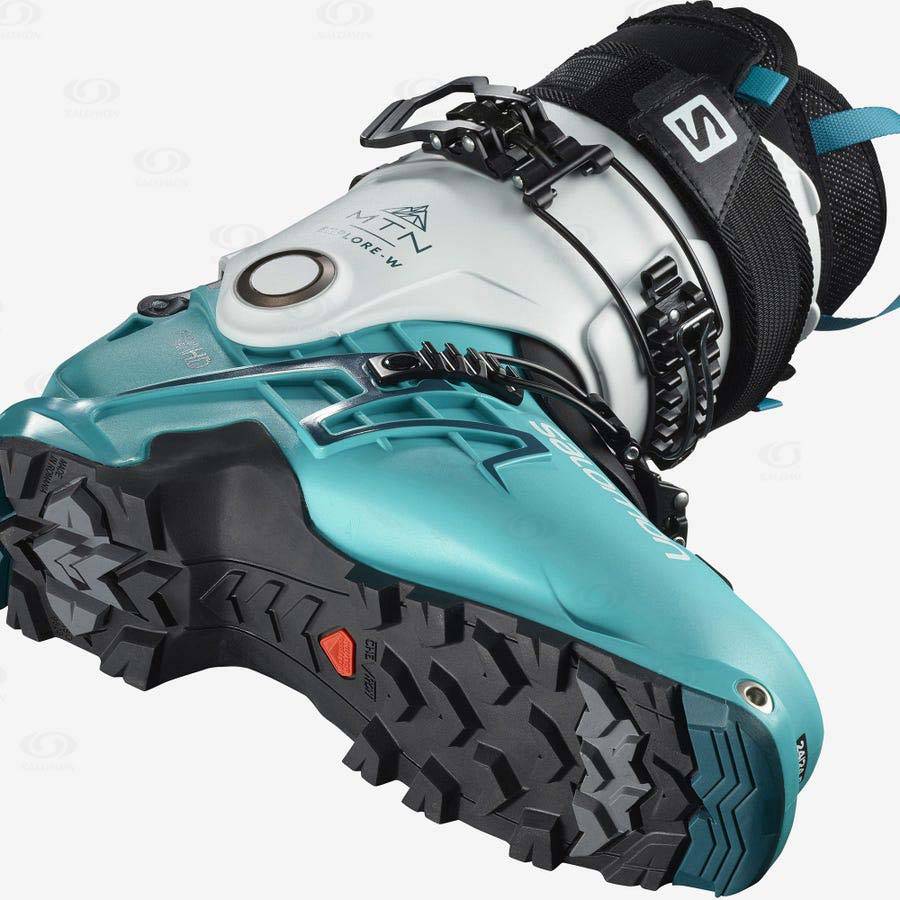 White / Blue Women's Salomon MTN EXPLORE Ski Boots | USA-L1494