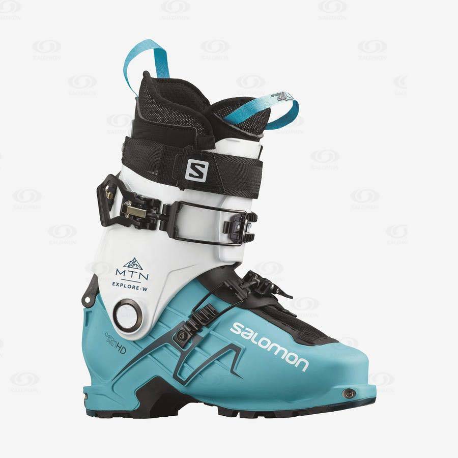 White / Blue Women\'s Salomon MTN EXPLORE Ski Boots | USA-L1494