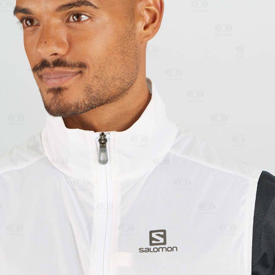 White Men's Salomon BONATTI AERO HYBRID Waterproof Jackets | USA-S2304