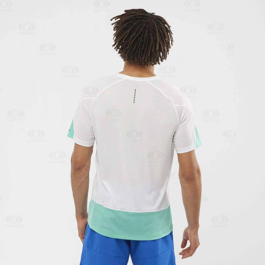 White Men's Salomon CROSS RUN GRAPHIC T Shirts | USA-O1616