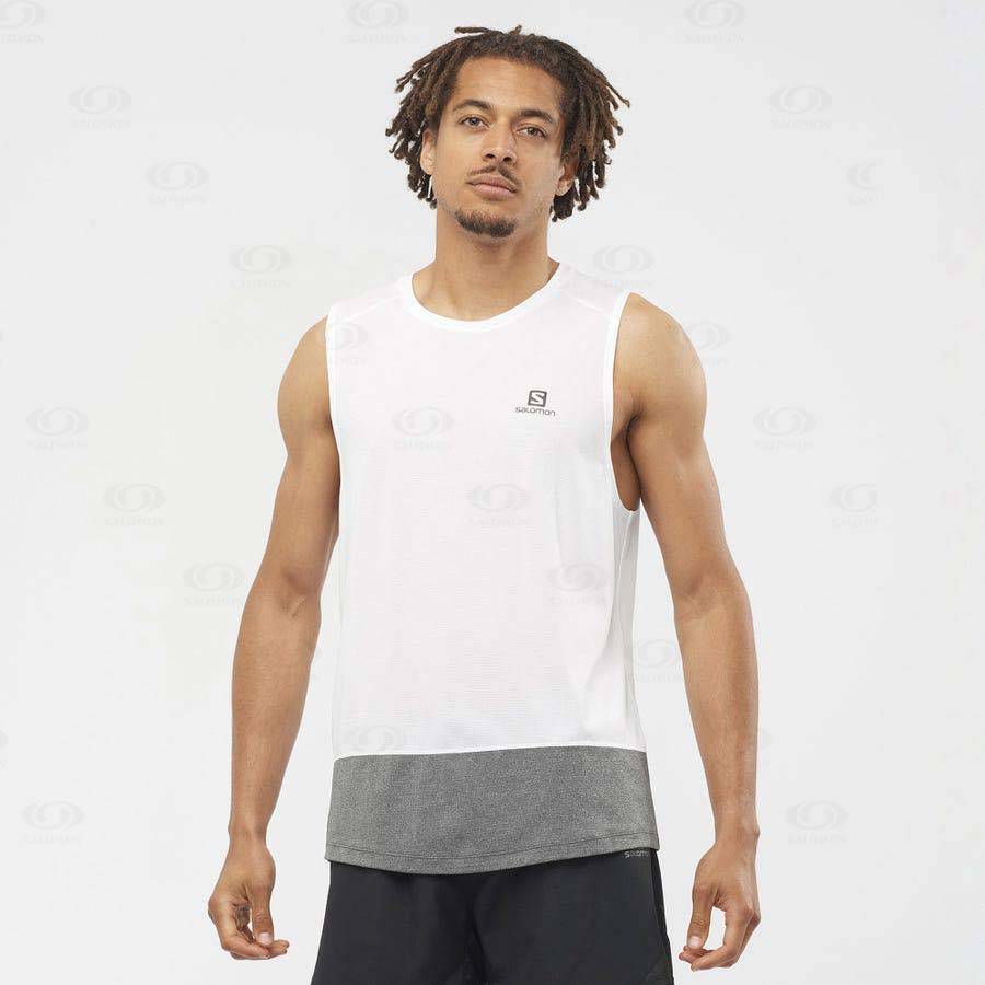 White Men's Salomon CROSS RUN T Shirts | USA-O1196