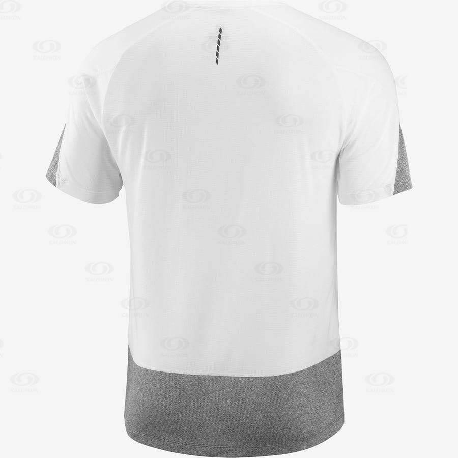 White Men's Salomon CROSS RUN T Shirts | USA-S1744