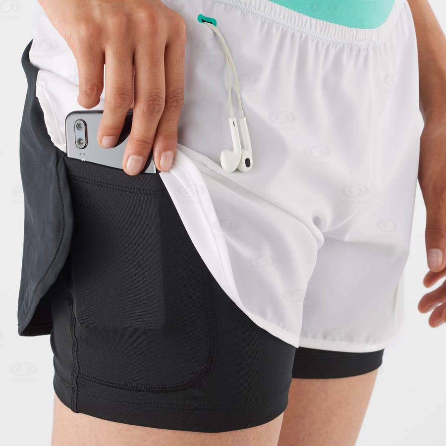 White Women's Salomon CROSS 2IN1 Shorts | USA-O1012