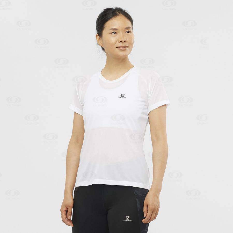 White Women's Salomon CROSS REBEL T Shirts | USA-N1855