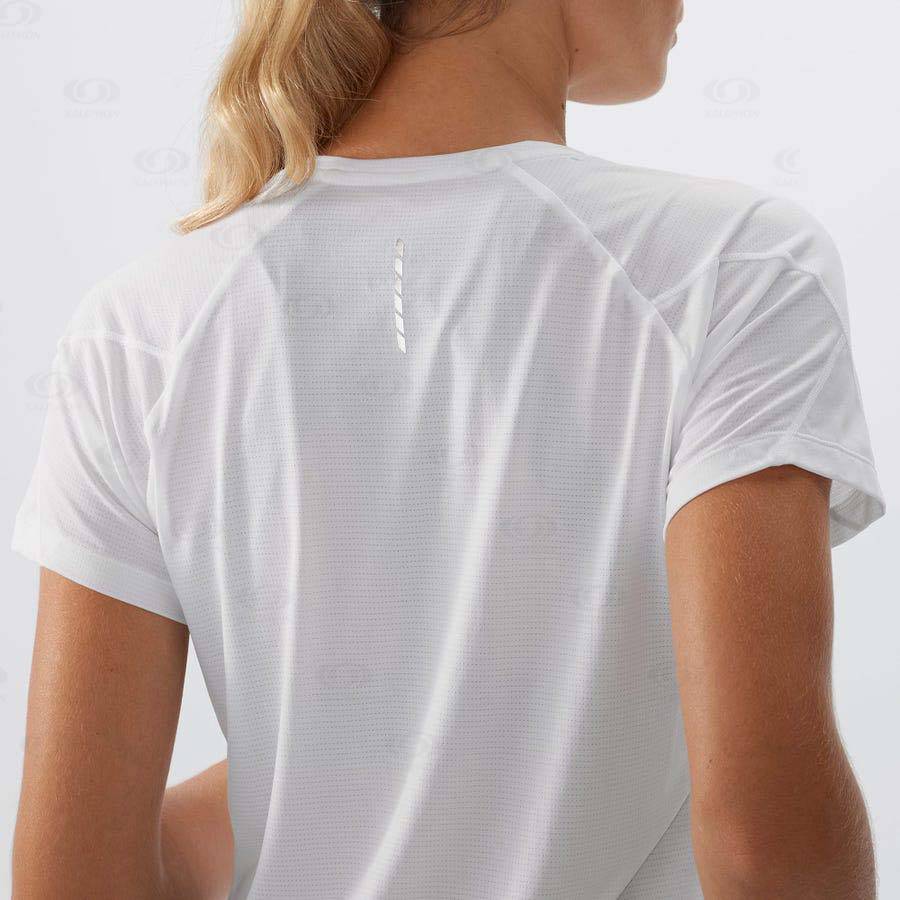 White Women's Salomon CROSS RUN T Shirts | USA-N2583