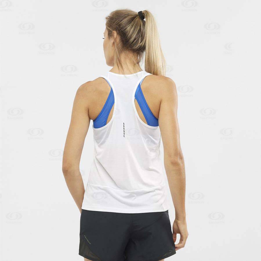 White Women's Salomon CROSS RUN T Shirts | USA-O2351