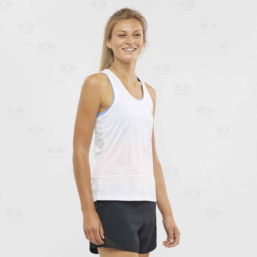 White Women's Salomon CROSS RUN T Shirts | USA-O2351