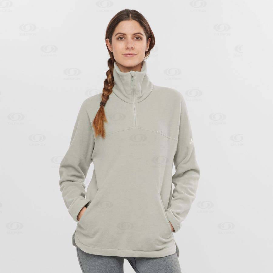 White Women's Salomon ESSENTIAL COSY FLEECE Hoodie | USA-W3980