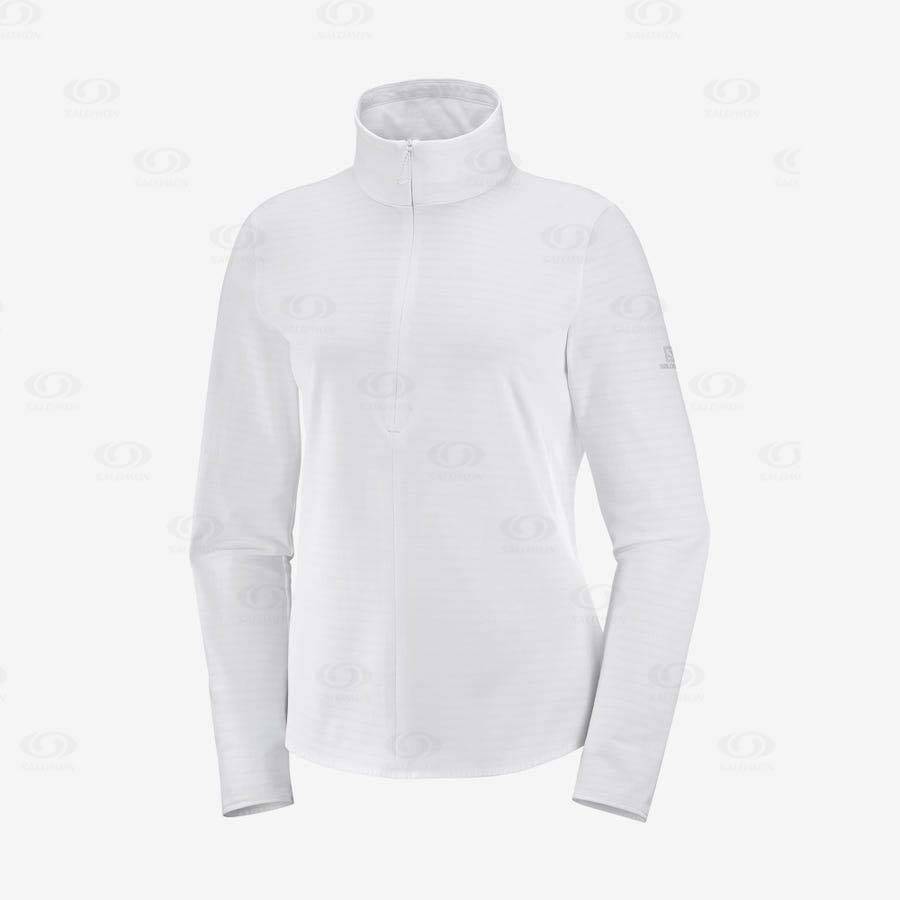 White Women\'s Salomon ESSENTIAL LIGHTWARM Hoodie | USA-O1649