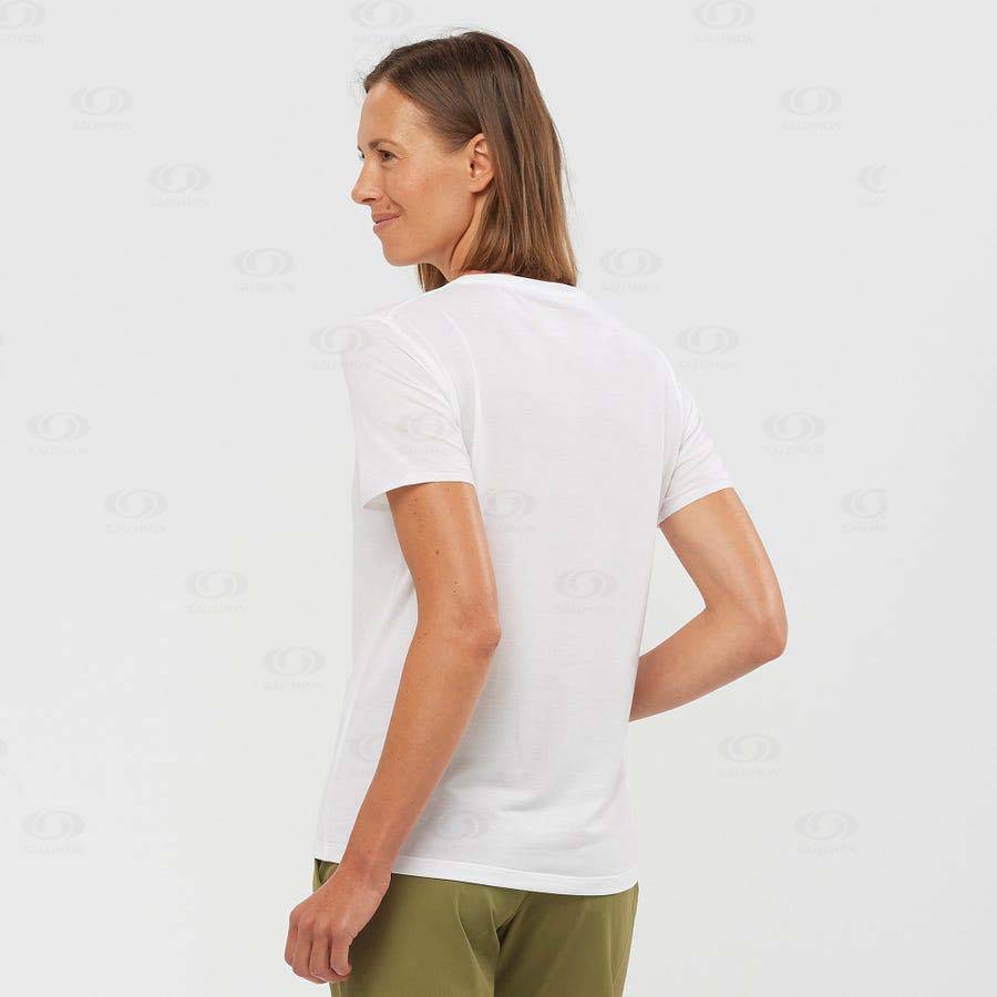 White Women's Salomon ESSENTIAL TENCEL T Shirts | USA-O2076