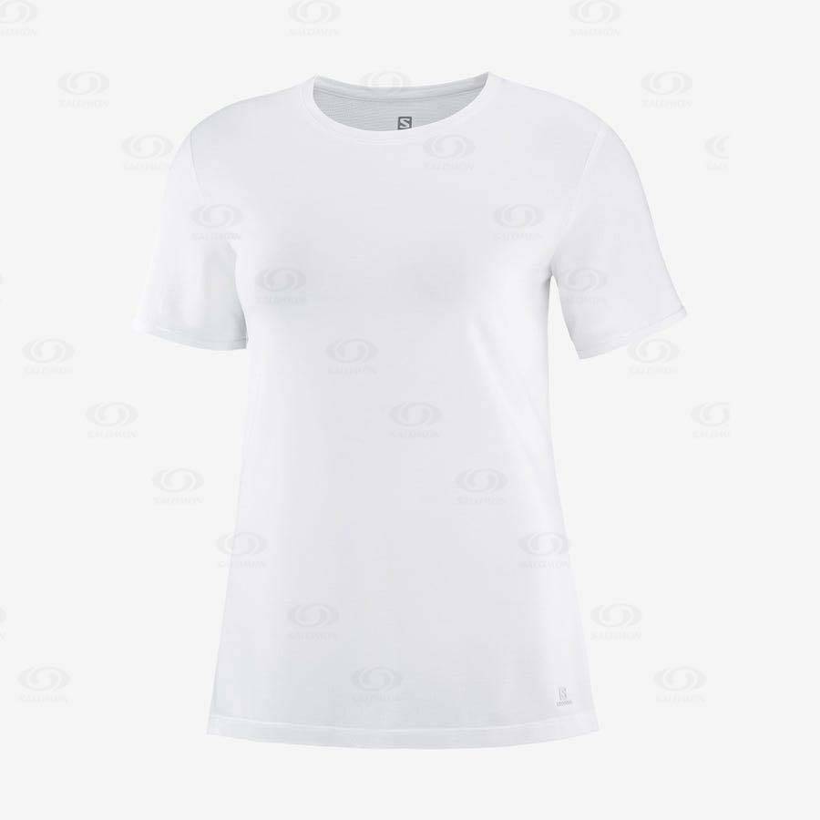 White Women\'s Salomon ESSENTIAL TENCEL T Shirts | USA-O2076