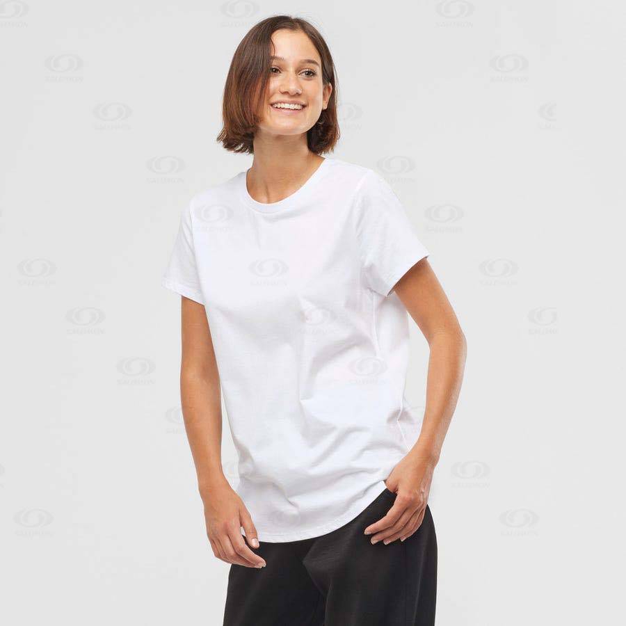 White Women's Salomon OUTLIFE SCOOP HEM TEE W T Shirts | USA-M2539