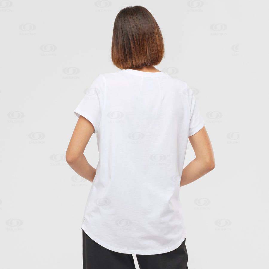 White Women's Salomon OUTLIFE SCOOP HEM TEE W T Shirts | USA-M2539