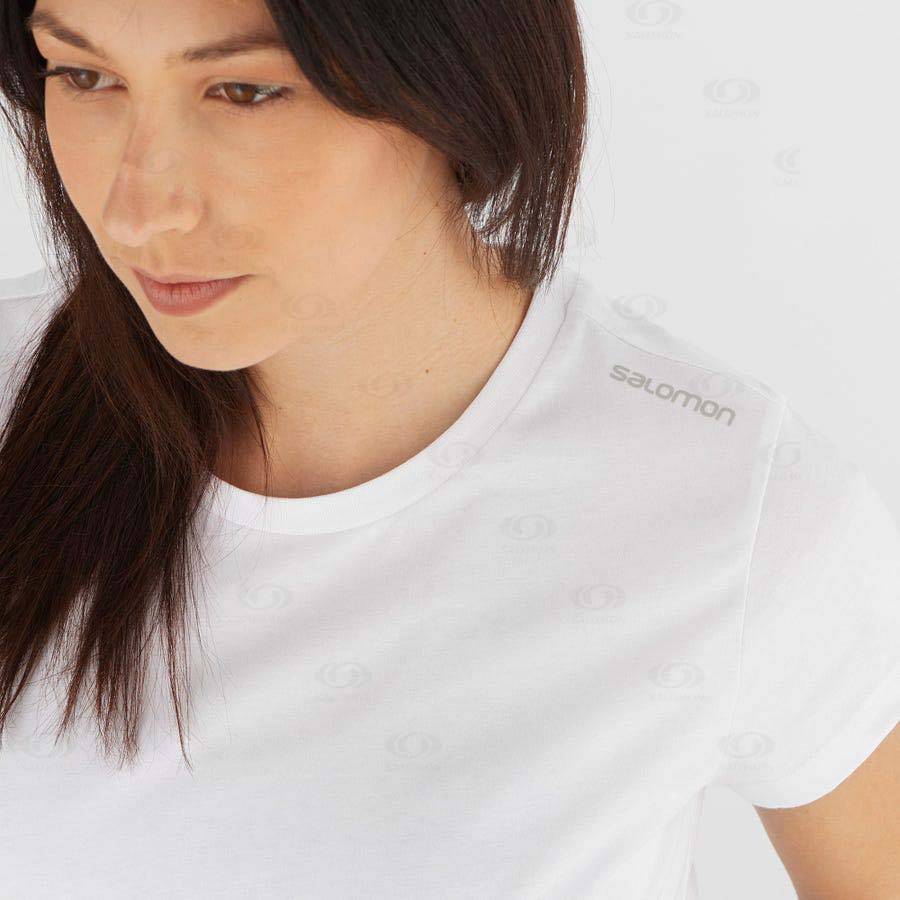 White Women's Salomon OUTLIFE SCOOP HEM TEE W T Shirts | USA-M2539