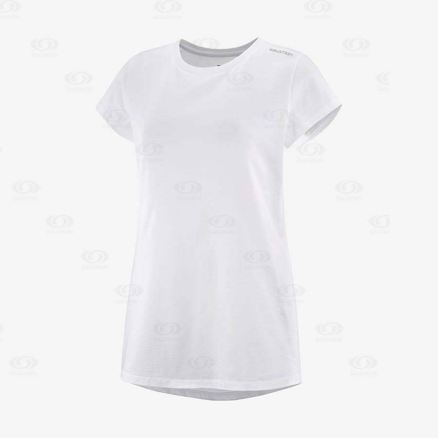 White Women\'s Salomon OUTLIFE SCOOP HEM TEE W T Shirts | USA-M2539