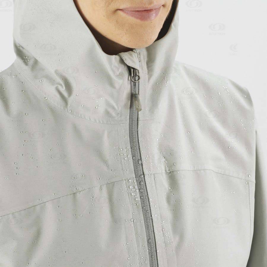 White Women's Salomon OUTLINE GORE-TEX 2.5L Waterproof Jackets | USA-A1003