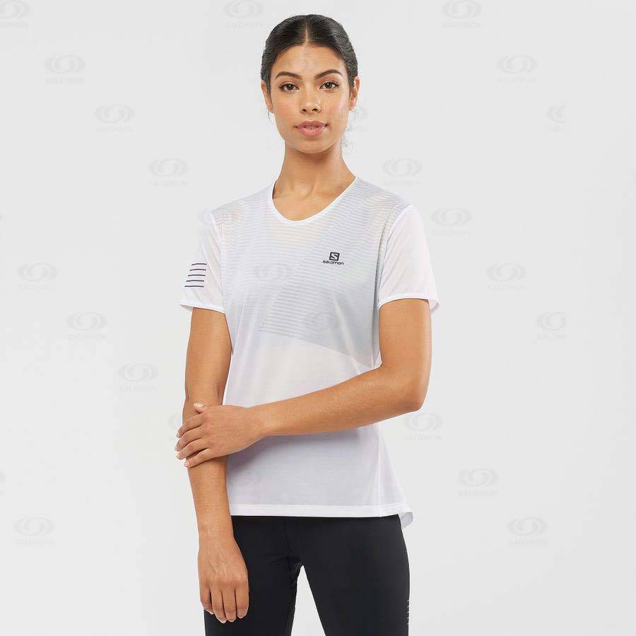 White Women's Salomon SENSE T Shirts | USA-S1303