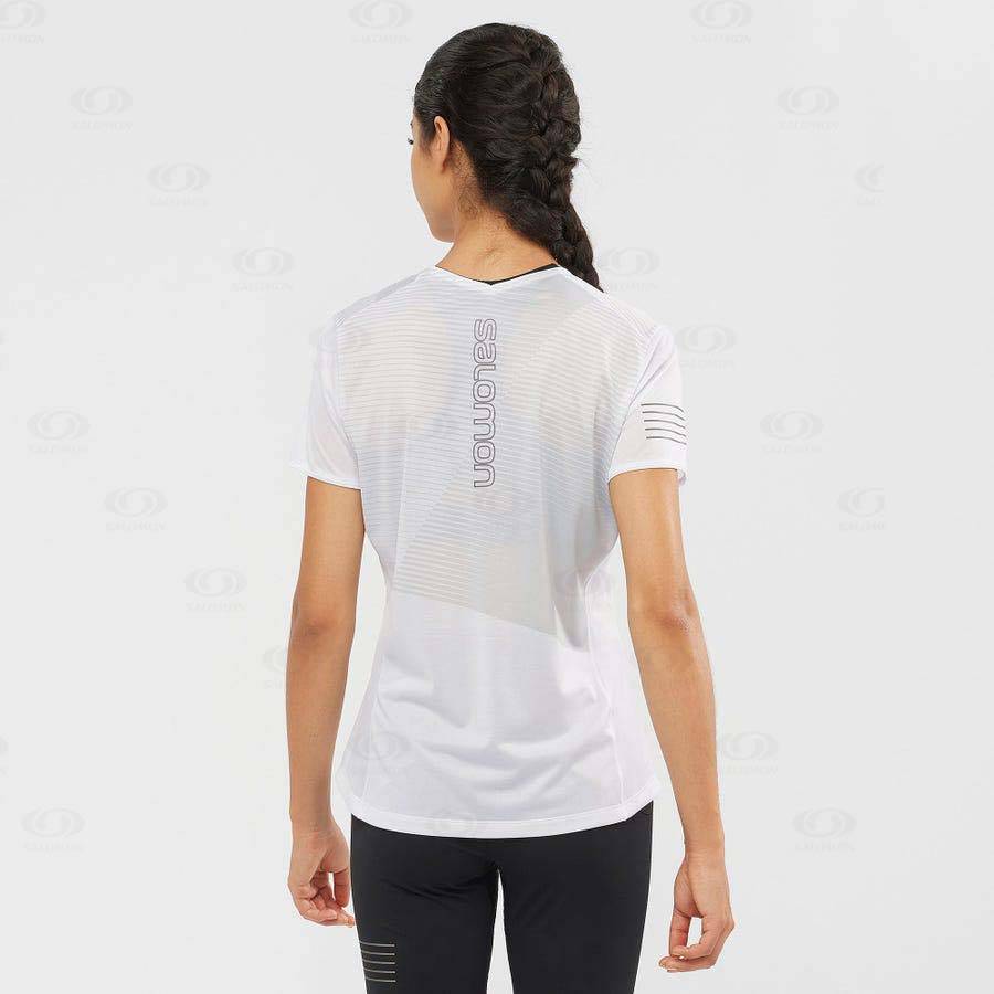 White Women's Salomon SENSE T Shirts | USA-S1303