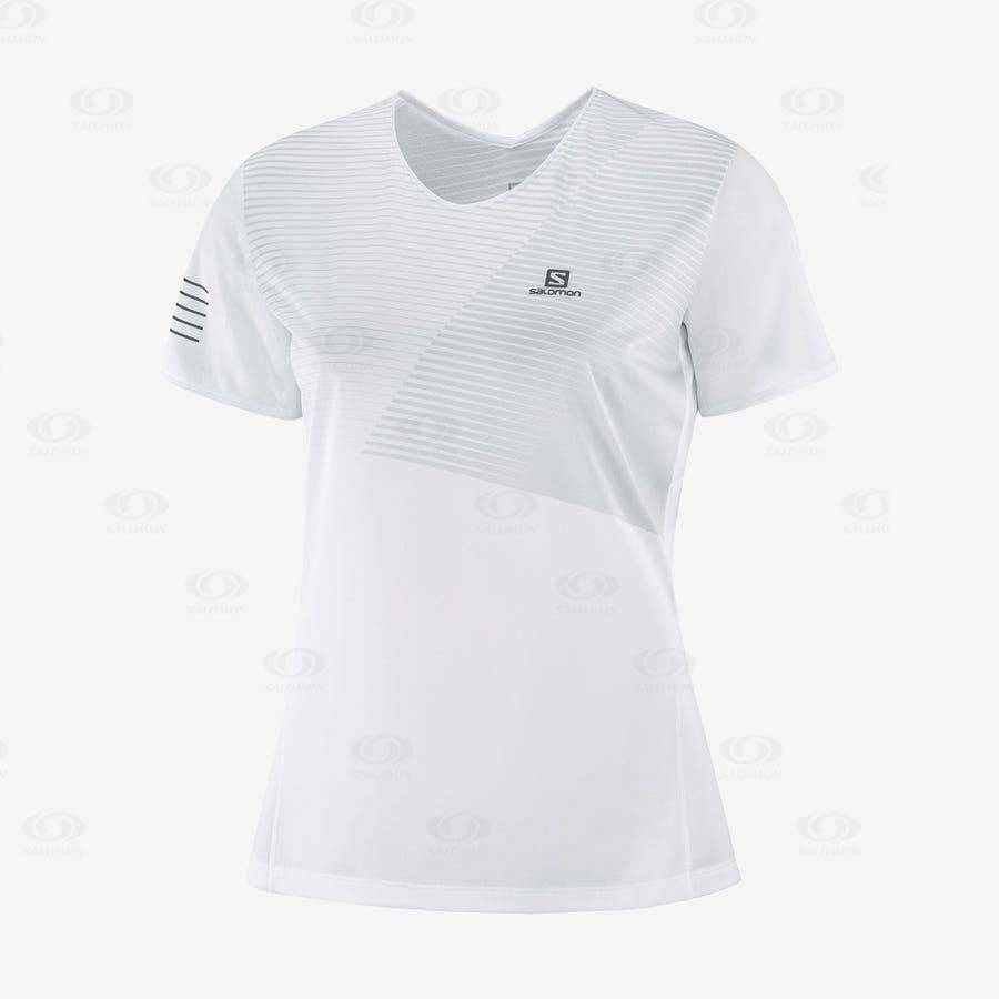 White Women\'s Salomon SENSE T Shirts | USA-S1303