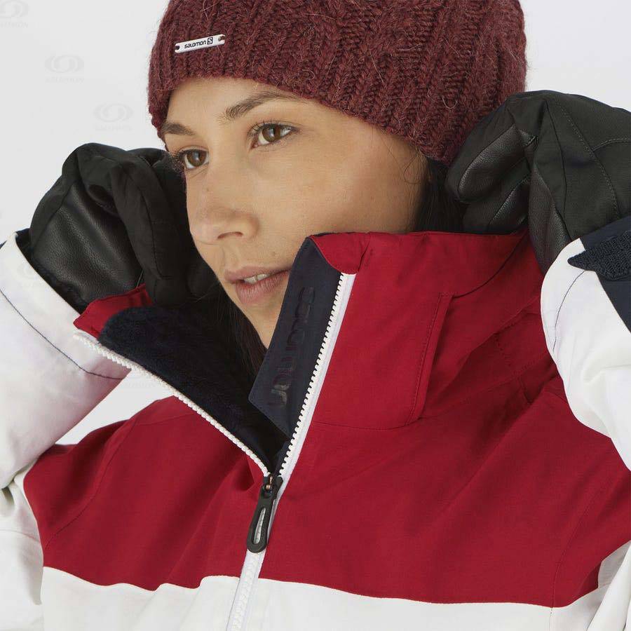 White Women's Salomon SLALOM Ski Jackets | USA-A2347