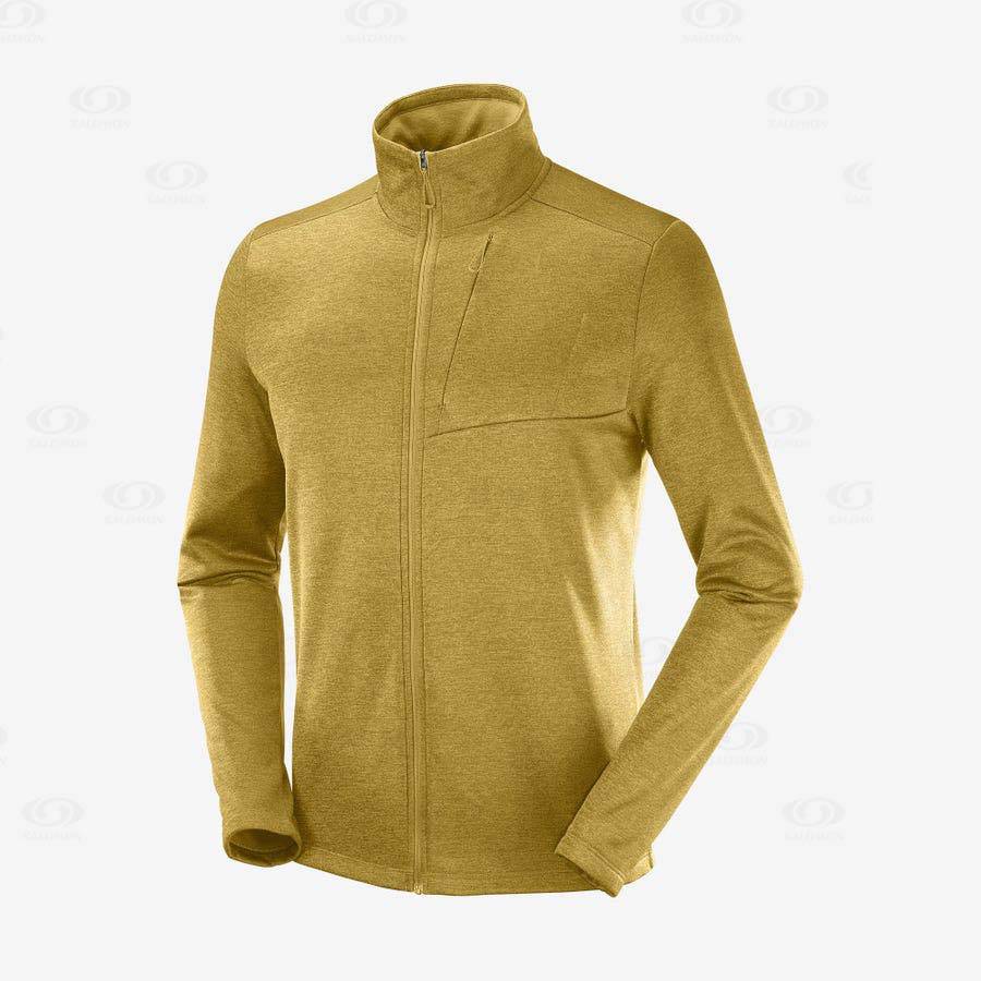 Yellow Men\'s Salomon ESSENTIAL LIGHTWARM HEATHER Hoodie | USA-O2015