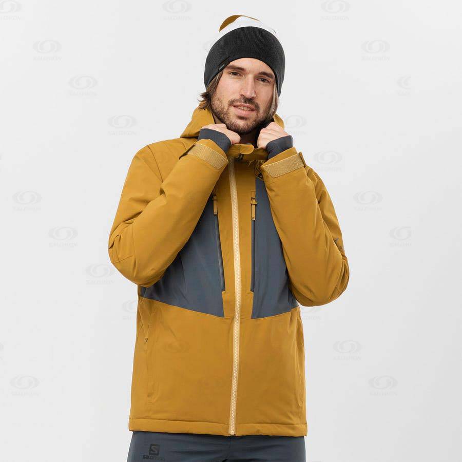 Yellow Men's Salomon HIGHLAND Ski Jackets | USA-A1493