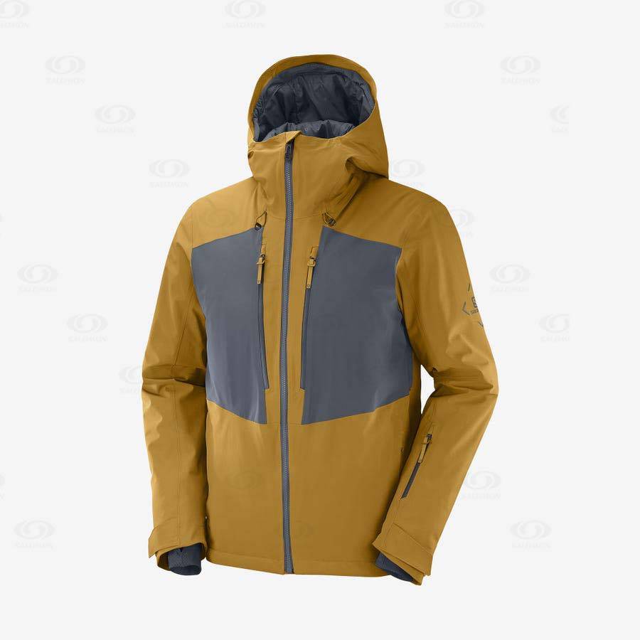 Yellow Men\'s Salomon HIGHLAND Ski Jackets | USA-A1493