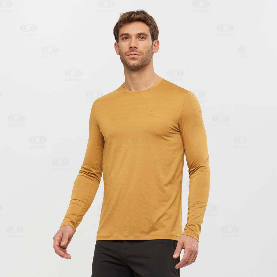 Yellow Men's Salomon OUTLINE T Shirts | USA-L1963