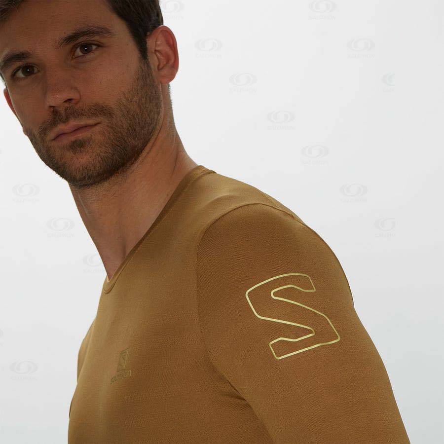 Yellow Men's Salomon OUTLINE T Shirts | USA-L1963