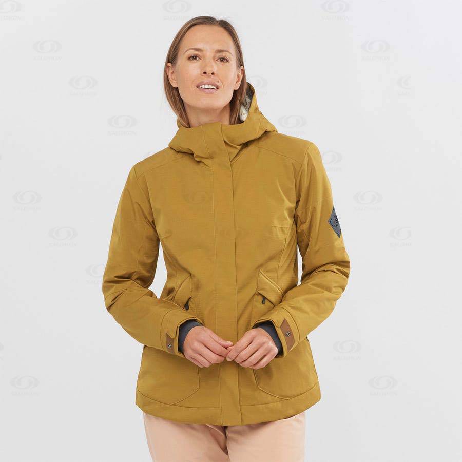 Yellow Women's Salomon SNOW REBEL Ski Jackets | USA-A1199