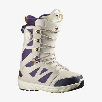 Beige Men's Salomon LAUNCH LACE SJ BOA TEAM Ski Boots | USA-A1171